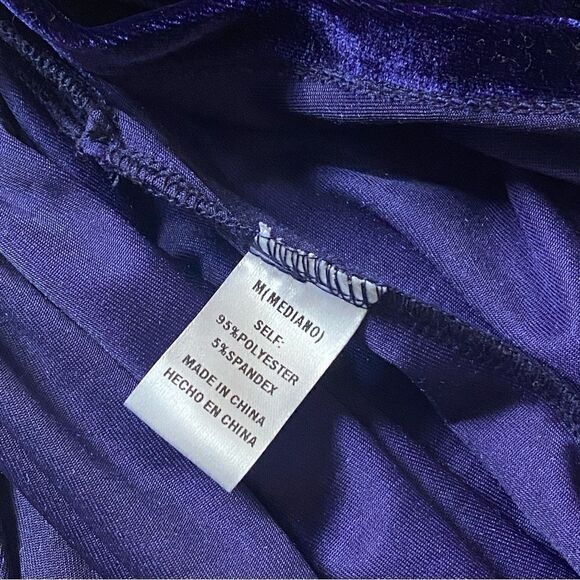 Fashion Nova Angelina Velvet Gown Maxi Dress Indigo High Slit NEW - Picture 9 of 9